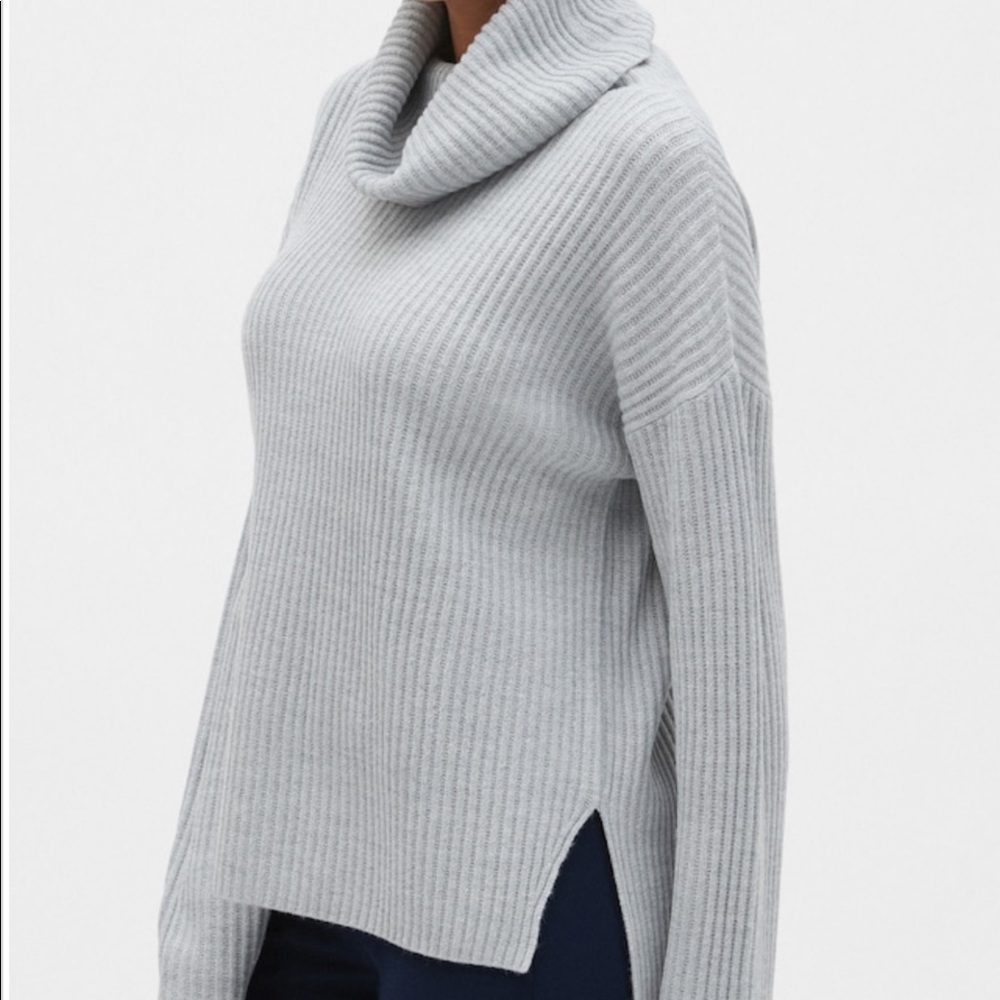 Ribbed cowl neck sweater